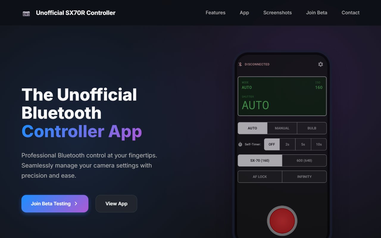 SX-70R Bluetooth camera controller app